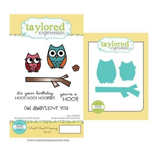 Taylored Expressions - Cling Stamp and Die Set - Hoot Hoot Hooray