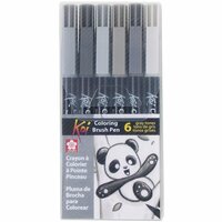 Sakura - Koi Coloring Brush Pens - Gray - 6 Pack