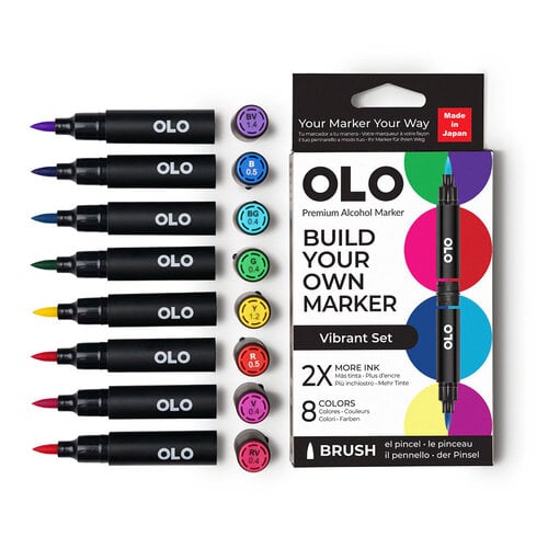 OLO - Brush Collection - 8 Color Marker Set - Vibrant
