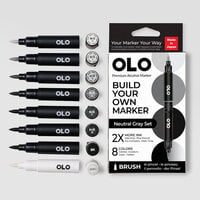 OLO - Brush Collection - 8 Color Marker Set - Neutral Gray