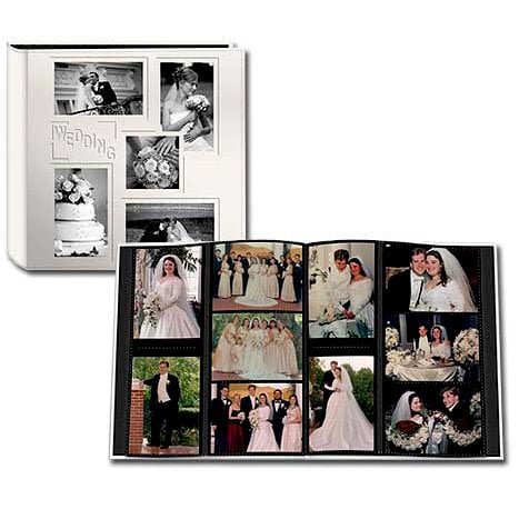 Pioneer - 12 x 12 Album - 240 4 x 6 Inch Photo Pockets - Embossed Sewn Leatherette Collage Frame - Wedding - White