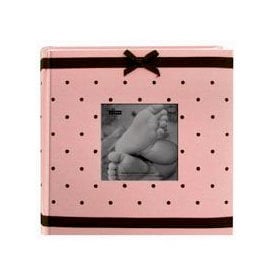 Pioneer - 2 Up Album - 200 4x6 Inch Photo Pockets - Embroidered Fabric Frame - Baby - Pink