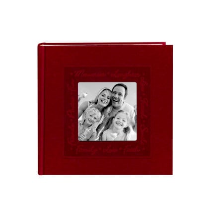 Pioneer - 2 Up Album - 200 4x6 Inch Photo Pockets - Embossed Script Leatherette Frame - Red