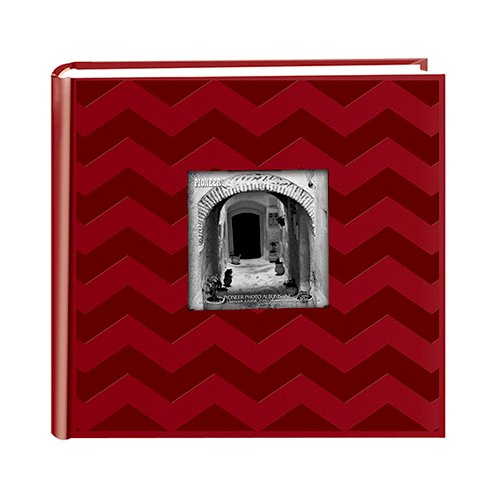 Pioneer - 2 Up Album - 200 4 x 6 Inch Photo Pockets - Embossed Leatherette Chevron - Red