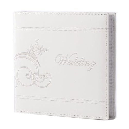 Pioneer - 2 Up Album - 200 4x6 Inch Photo Pockets - Embroidered Leatherette - Wedding - Ivory