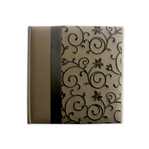 Pioneer - 2 Up Album - 200 4x6 Inch Photo Pockets - Embroidered Scroll Fabric Ribbon - Brown