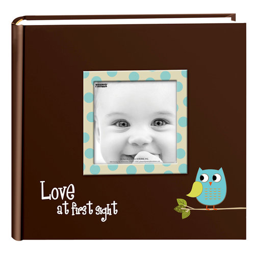 Pioneer - 2 Up Album - 200 4x6 Inch Photo Pockets - Printed Designer Frame Album - Baby Owl - Blue