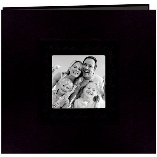 Pioneer - EZ Load Memory Album - 12 x 12 - 20 Top Loading Pages - Embossed Leatherette Script Frame - Black