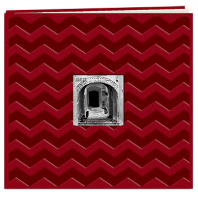 Pioneer - 12 x 12 Embossed Leatherette Memory Book - Chevron - Red
