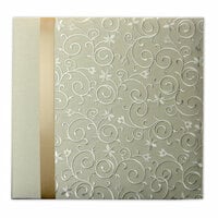 Pioneer - EZ Load Memory Album - 12 x 12 - 20 Top Loading Pages - Embroidered Scroll Fabric Ribbon - Ivory