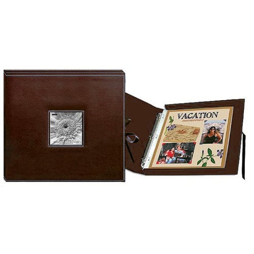 Pioneer - 12 x 12 Sewn Scrapbook Box - Stitched - Brown