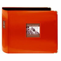Pioneer - D-Ring Binder - 12 x 12 Sewn Leatherette Cover with Metal Corners - Bright Orange