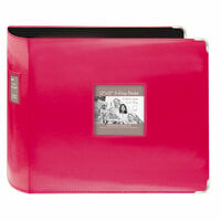 Pioneer - D-Ring Binder - 12 x 12 Sewn Leatherette Cover with Metal Corners - Bright Pink