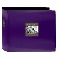 Pioneer - D-Ring Binder - 12 x 12 Sewn Leatherette Cover with Metal Corners - Dark Purple