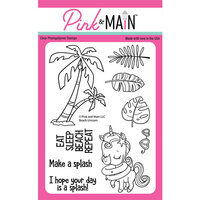 Pink and Main - Clear Photopolymer Stamps - Beach Unicorn
