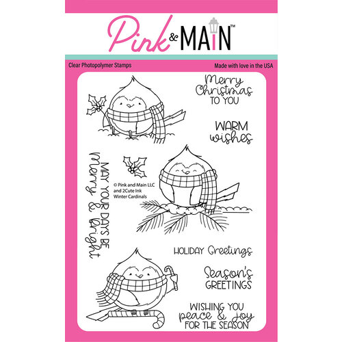 Pink and Main - Christmas - Clear Photopolymer Stamps - Winter Cardinals