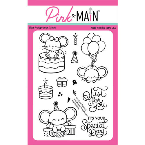 Pink and Main - Clear Photopolymer Stamps - Mice Birthday