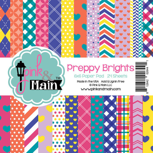 Pink and Main - 6 x 6 Paper Pad - Preppy Brights