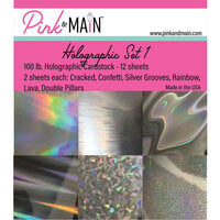 Pink and Main - 6 x 6 Holographic Cardstock - Set 01