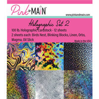 Pink and Main - 6 x 6 Holographic Cardstock - Set 02