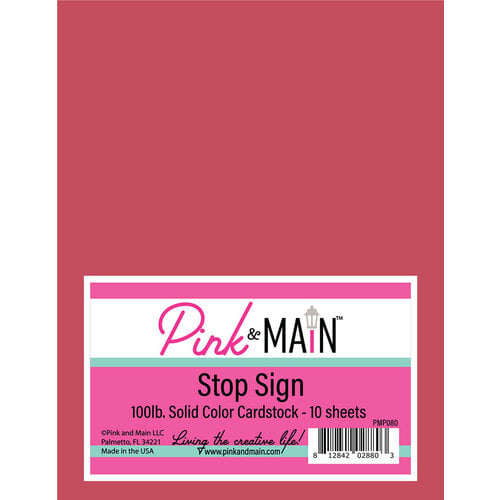 Pink and Main - 8.5 x 11 Solid Color Cardstock - 10 Pack - Stop Sign