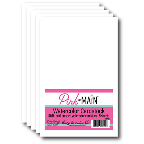 Pink and Main - 5 x 8.5 Watercolor Cardstock - 5 Pack