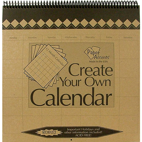 Paper Accents - Create Your Own Calendar Collection - 12 x 12 Twelve Month Calendar - Brown Bag
