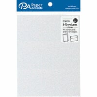 Paper Accents - Cards and Envelopes with Glitter Accents - 4.2 x 5.5 - Iridescent White