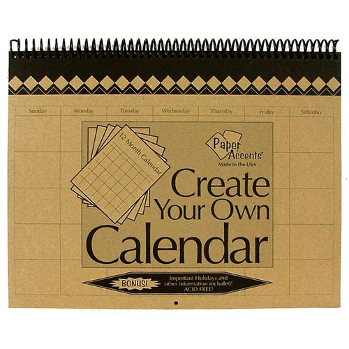 Paper Accents - Create Your Own Calendar Collection - 8.5 x 11 Twelve Month Calendar - Brown Bag