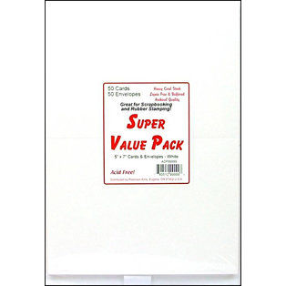 Paper Accents - Super Value Card and Envelope Pack - 5 x 7 - White