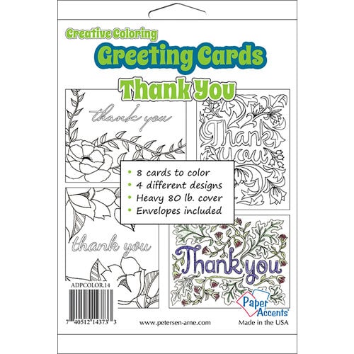 Paper Accents - Creative Coloring Collection - Greeting Cards - Thank You
