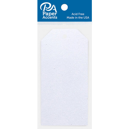 Paper Accents - Craft Tags - Iridescent Glitter - White - 10 Pack