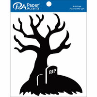 Paper Accents - Halloween - Chipboard Shapes - Tombstone Tree - Black