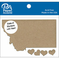 Paper Accents - Chipboard Shapes - State of Montana with Heart