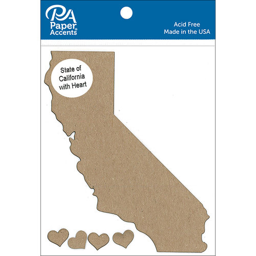 Paper Accents - Chipboard Shapes - State of California with Heart