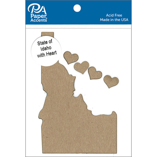 Paper Accents - Chipboard Shapes - State of Idaho with Heart