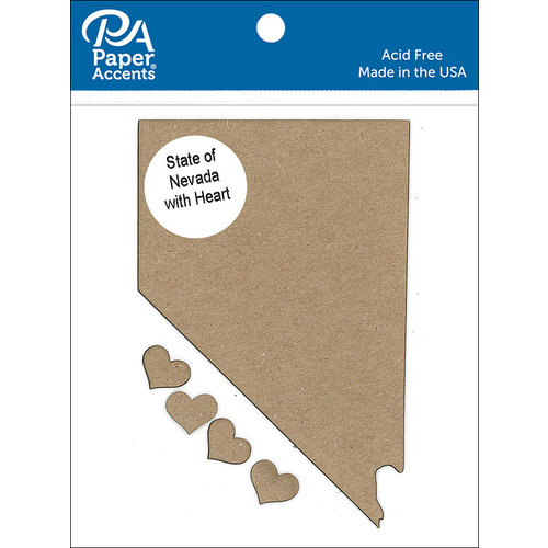 Paper Accents - Chipboard Shapes - State of Nevada with Heart
