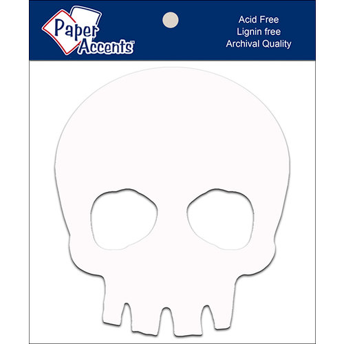 Paper Accents - Halloween - Chipboard Shapes - Skull - White