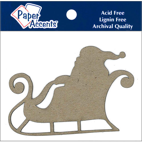 Paper Accents - Christmas - Chipboard Shapes - Sleigh with Santa