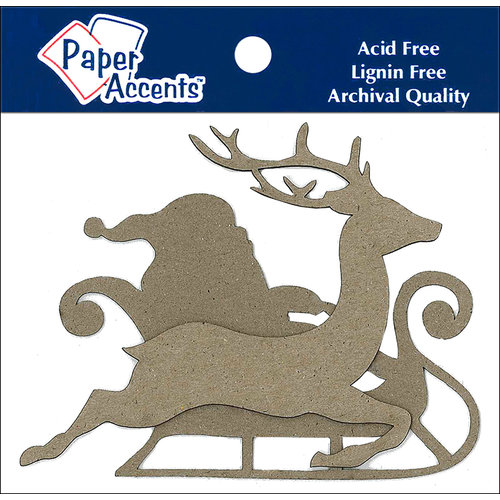 Paper Accents - Chipboard Shapes - Sleigh with Santa and Reindeer