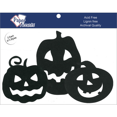 Paper Accents - Halloween - Chipboard Shapes - Jack O' Lanterns - Black