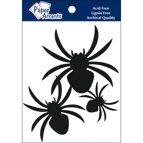 Paper Accents - Halloween - Chipboard Shapes - Spiders - Black
