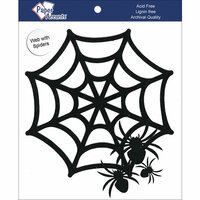 Paper Accents - Halloween - Chipboard Shapes - Spider Web with Spiders - Black