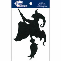 Paper Accents - Halloween - Chipboard Shapes - Witch on Broom - Black