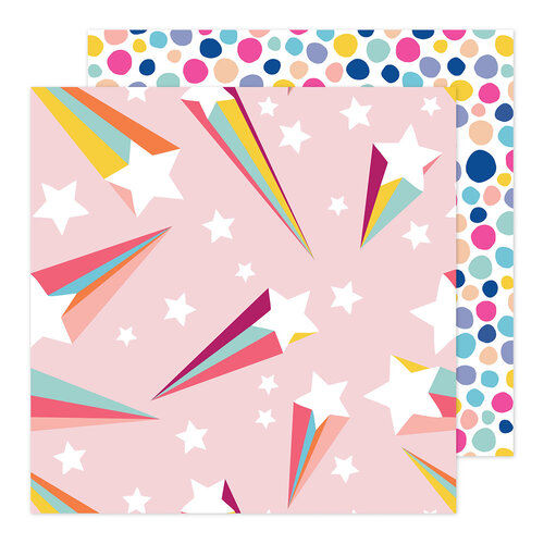 American Crafts - Life's a Party Collection - 12 x 12 Double Sided Paper - Stars N' Rainbow Stripes