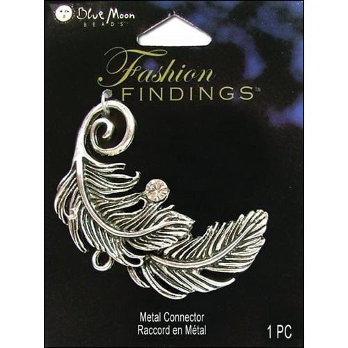 Blue Moon Beads - Fashion Findings - Metal Jewelry Connector - Feather - Silver