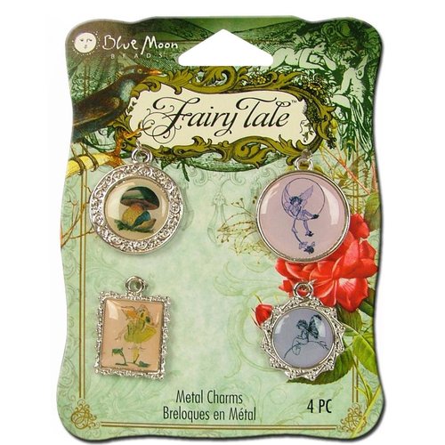 Blue Moon Beads - Fairy Tale - Metal Jewelry Charm - Epoxy Fairy - Silver