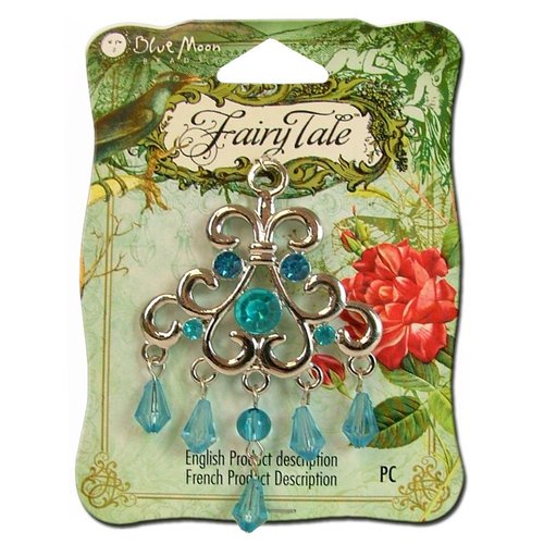 Blue Moon Beads - Fairy Tale - Metal Jewelry Locket - Chandelier - Blue and Silver