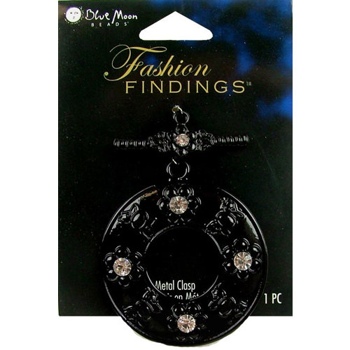 Blue Moon Beads - Fashion Findings - Metal Jewelry Clasp - Fancy Round Flower - Black