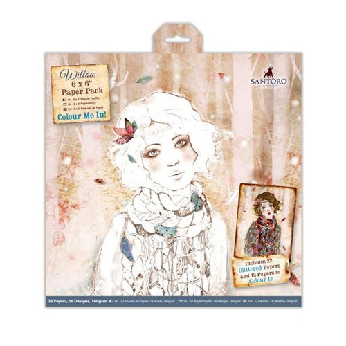 Santoro London - Willow - 6 x 6 Paper Pack with Glitter Accents